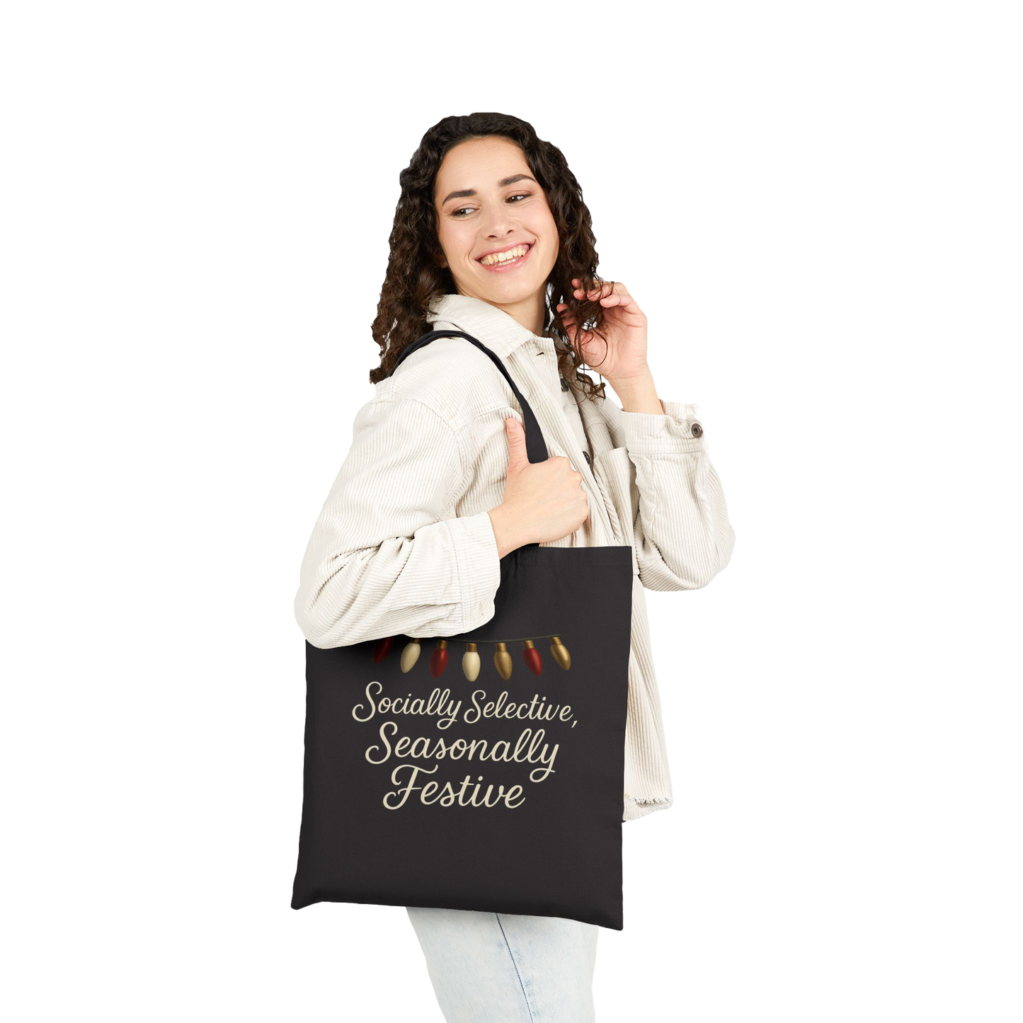 Socially Selective, Seasonally Festive - Canvas Tote Bag